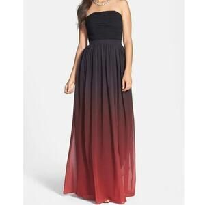 Erin Fetherson Black and red ombré formal event Gown / Prom dress size 8